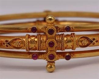 JEWELRY Etruscan Revival High Karat Gold and Ruby