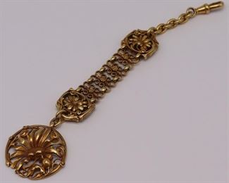 JEWELRY kt Gold Floral Decorated Chatelaine