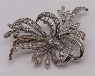 JEWELRY Platinum and Diamond Floral Spray Brooch