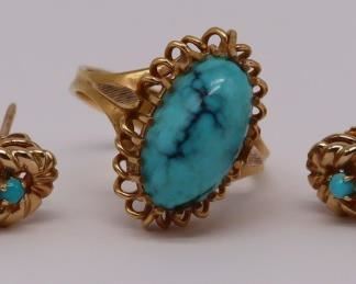 JEWELRY Turquoise and Gold Jewelry Grouping