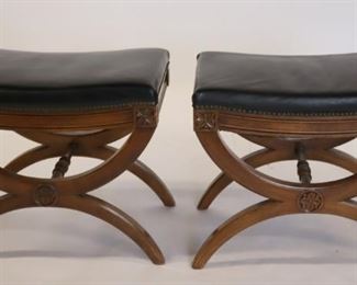 KINDEL Signed Pair Of Neoclassical Style Benches