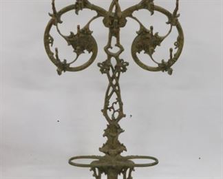 LAWERENCE Signed Ornate Cast Iron Hall Tree
