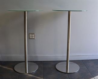Midcentury Style Pair of Chrome Bar Tables