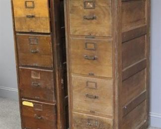 Pair Of Antique Oak File Cabinets With Raised