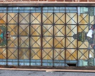 Very Large Leaded Glass Tiffany Style Window