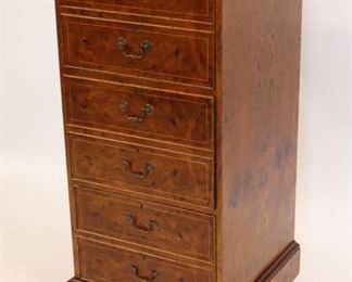 Vintage And Quality Inlaid Burl File Cabinet