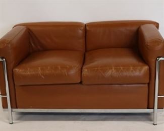 Vintage Corbusier Leather Upholstered Settee