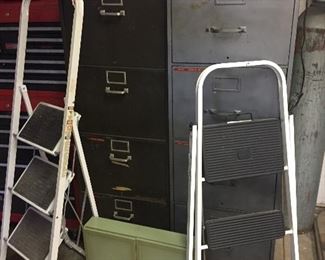 metal stools, tool file drawers