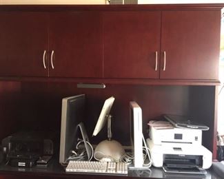 Mac computers, printers and executive desk and table