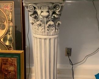 Corinthian column two pedestal glass top sofa table