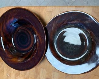 Set of brown glazed ironstone dishes
