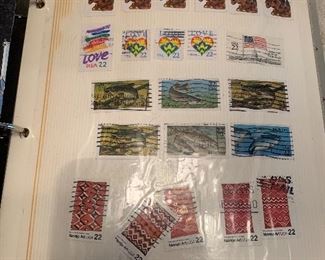 Inside vintage stamp album