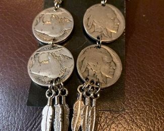 Earrings made from Buffalo nickels