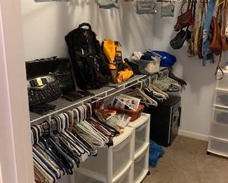 Hangers! Hundreds of hangers! Closet filled with useful stuff