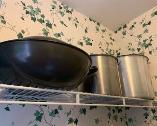 Huge wok and stock pots