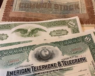 Vintage stock certificates 1920s to 1970s