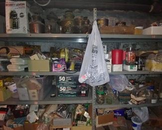 Electrical, antique lamps, nails, screws, etc.