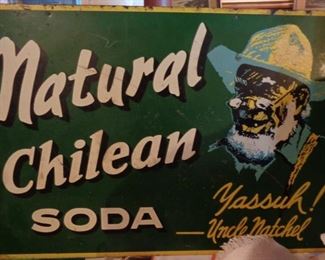 Double Sided “Natural Chilean Soda” Metal Sign,