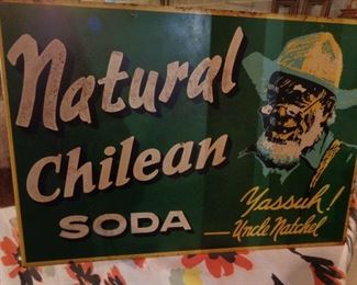 Double Sided “Natural Chilean Soda” Metal Sign,