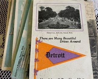 Place postcards: Michigan: Detroit; Ohio: Columbus and Cleveland; Pennsylvania: Meadville; New York, other