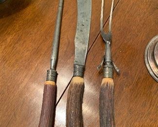 Horn handled carving set