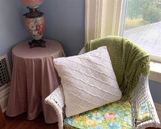 Wicker chair. A lovely quiet spot.