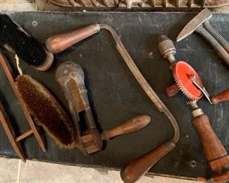 Vintage tools in a leather suit case
