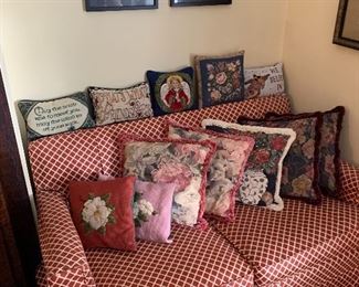 Love seat and throw pillows