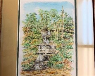 Key Falls, North Carolina painting, water color