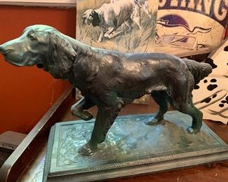 Large patinated scupture of a dog