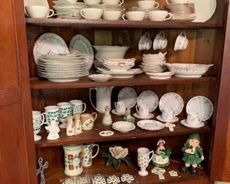 Contents of corner cupboard: Rosenthal, Haviland, Irish