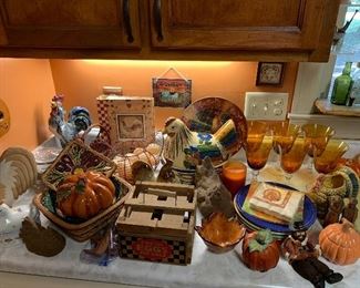 Roosters and fall decor
