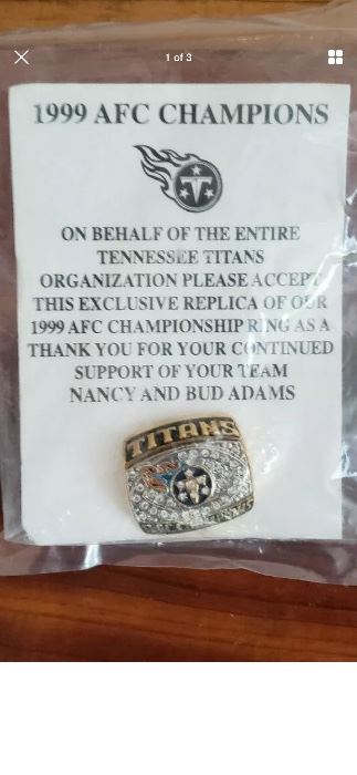 1999 AFC Championship Titans pin, replica of ring