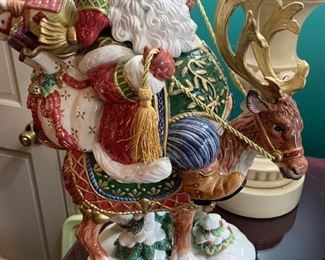 Massive Fitz and Floyd Santa on a reindeer
