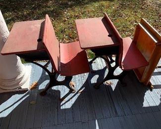 Cool old school desks painted in a fabulous old color