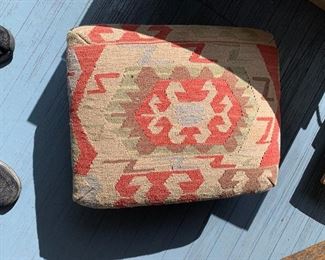 Cool old footstool wrapped in an ‘Indian’ pattern