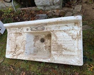 Two massive farm sinks cast-iron with great enamel in excellent condition