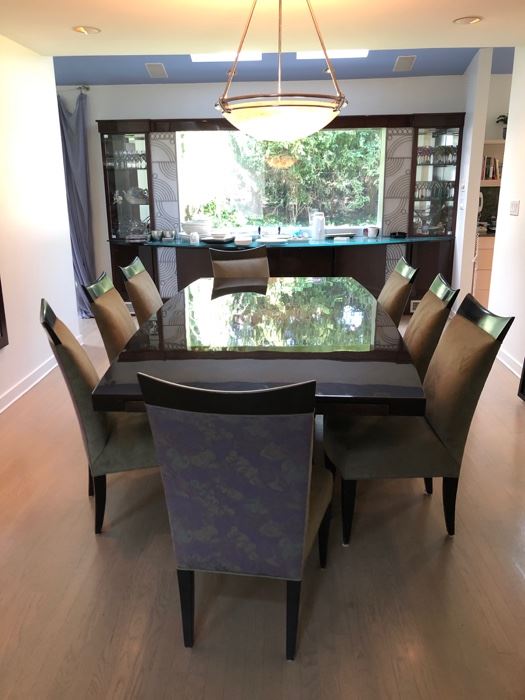 Gorgeous Dakota Jackson dining table & eight chairs in excellent condition 