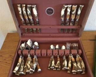 Rare Walter Willms Germany set of 34 pieces stag horn animal cutlery.