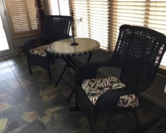 Hampton bay rocker & chair & bistrot table all weather