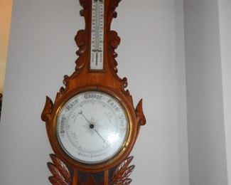 Antique Aneroid Hand Carved Barometer. IT works..based on Barometric Pressure!! 