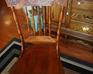 Hand Carved Oak Side Chairs