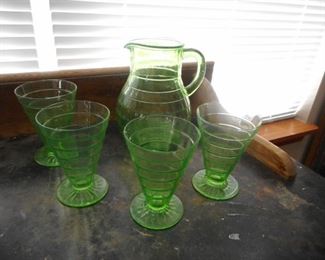 Vintage Green Panel Ice Tea, 4 Panel Ice Tea Glasses