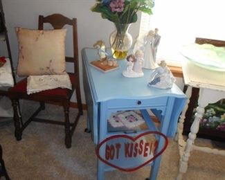 Vintage Blue  Re purposed Tea Cart with Butler Tray