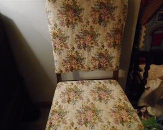 Embroidered Fabric Mahogany Frame Side Chair