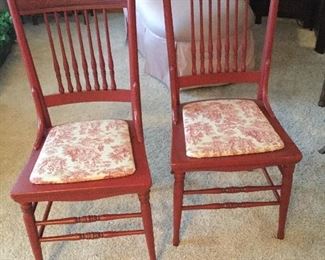 Antique Barn Yard Red Painted Re Purposed Side Chairs