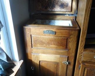 Antique Oak Ice Box, Top Opens for ICE block