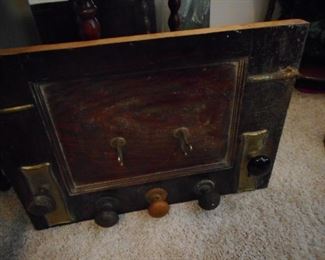 Antique Door Made into Coat Rack, Antique Door knobs, hooks