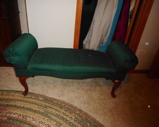 Vintage Green Rolled Arm Bench