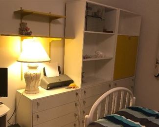 Wooden dresser ensemble with pull down desk